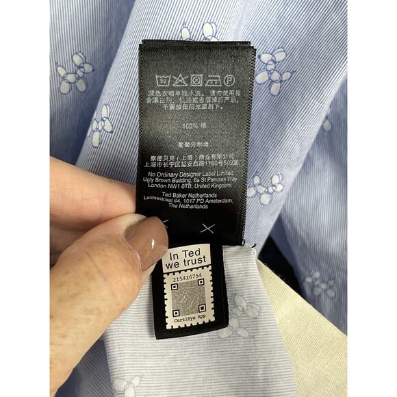 Ted Baker London Men's 5 (US XL) Cotton Blend Pale Blue Long Sleeve Bollon Dogs - Picture 16 of 16